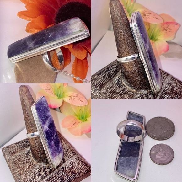 Gorgeous Lepidolite Gemstone Huge Handmade Ring - Picture 2 of 4